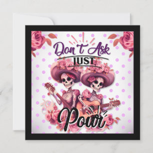 Cartão De Festividades Caveira Açucarada Roxa e Bonita