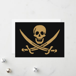 Cartão De Festividades Caveira e Cutelo de Ouro Azteca Pirata Calico Jack