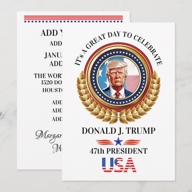 Cartão De Festividades Celebração da Inauguração (Frente/Verso)