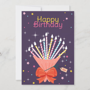 Cartão De Festividades Celebração das Velas do Buquê de Aniversário Festi