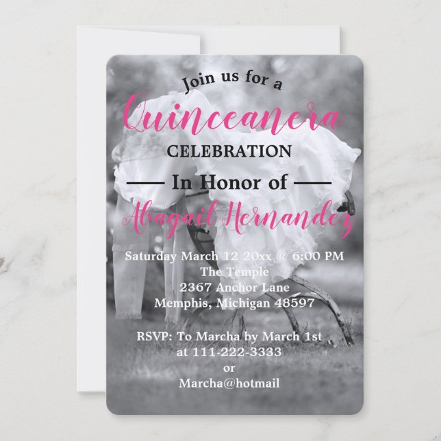 Cartão De Festividades Celebração de Quinceanera (Frente)