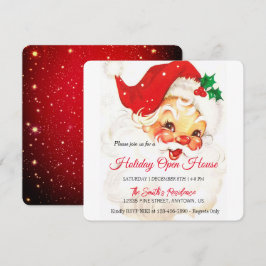 Cartão De Festividades Celebração do Papai Noel Retrô, Casa Aberta