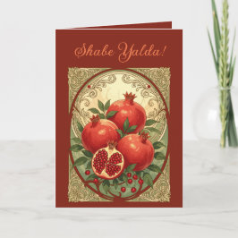 Cartão De Festividades Celebração do Solstício de Inverno Yalda Romã