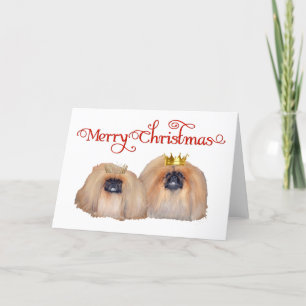 Cartão De Festividades Celebração Pekingesa no Natal