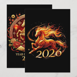 Cartão De Festividades Celebrações do Ano Chinês do Cavalo 2026