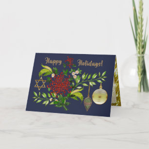 Cartão De Festividades Celebrar Natal e Hanukkah Personalizado