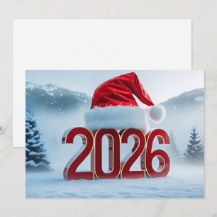 Cartão De Festividades Celebre a chegada de 2026 com o inverno festivo
