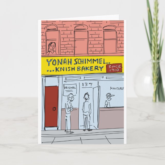 Cartão De Festividades Celebre a NYC! Yonah Schimmel's Knish Bakery, NYC (Frente)