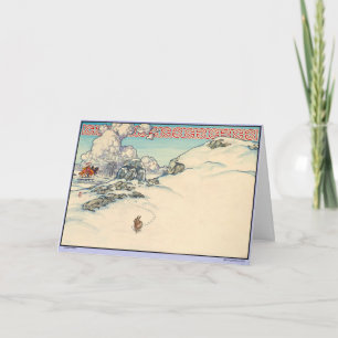 Cartão De Festividades Célula de Natal Irlandês com Rabbit de inverno