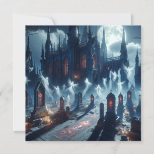 Cartão De Festividades Cemitério do Castelo Assombrado do Assustador Hall