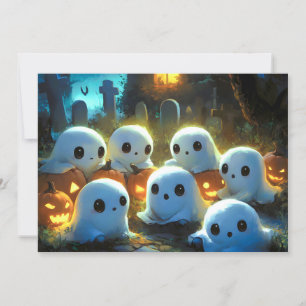 Cartão De Festividades Cemitério Noturno Spooky, Ghost do Dia das Bruxas