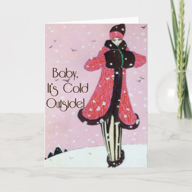 Cartão De Festividades Cena 1913 da forma do inverno do art deco (Frente)