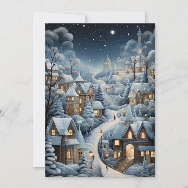 Cartão De Festividades Cena da Aldeia de Natal (Frente)