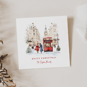 Cartão De Festividades Cena da Cidade da Aquarela de Natal em Londres