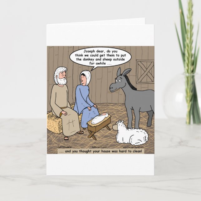 Cartão De Festividades Cena da natividade do perigo do comedoiro (Frente)