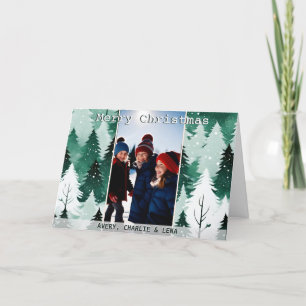 Cartão De Festividades Cena de Árvores de Inverno Modernas na Neve 1 Fot