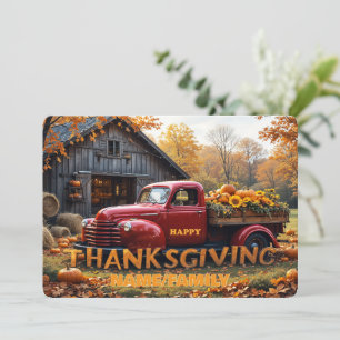 Cartão De Festividades Cena de colheita de Ação de Graças em caminhonete 