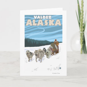 Cartão De Festividades Cena de Dormência de Cachorro - Valdez, Alasca