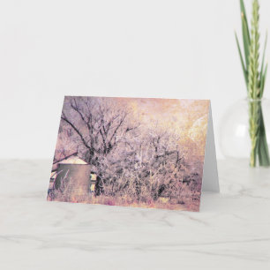 Cartão De Festividades Cena de Fazenda de inverno gelada