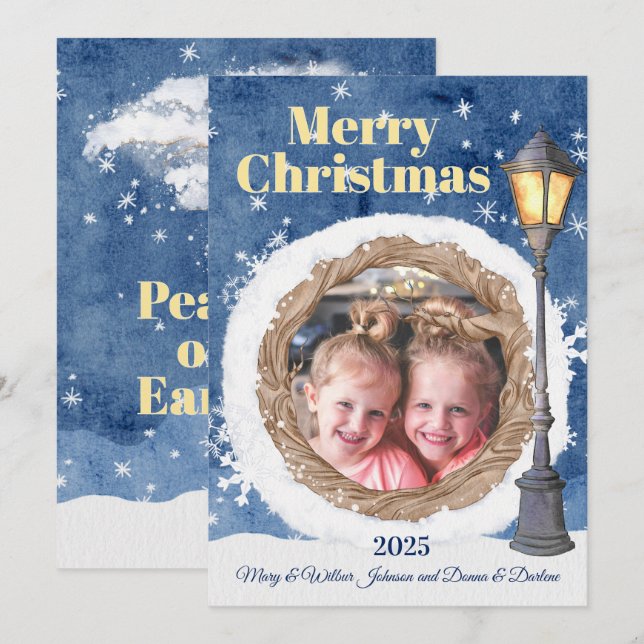 Cartão De Festividades Cena de inverno com Lamppost (Frente/Verso)