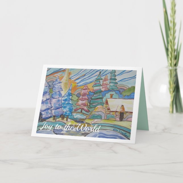 Cartão De Festividades Cena de inverno de Natal (Frente)