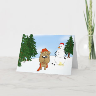 Cartão De Festividades Cena de inverno de Shar-Pei