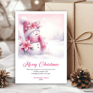 Cartão De Festividades Cena de Inverno Imprimível de Papai Noel Rosa Rúst