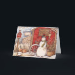 Cartão De Festividades Cena de inverno Rustic Snowman<br><div class="desc">Cena de inverno Rustic Snowman</div>