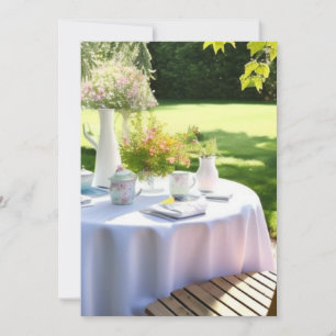 Cartão De Festividades Cena de jardim encantadora em aquarela de verão.