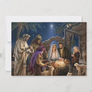 Cartão De Festividades Cena de Natal Bênçãos de Natal