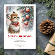 Cena de Natal de Bebê Fawn Imprimível Aquarela 