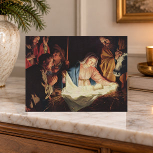 Cartão De Festividades Cena de Natal de Belas Artes Foto da Família Natal