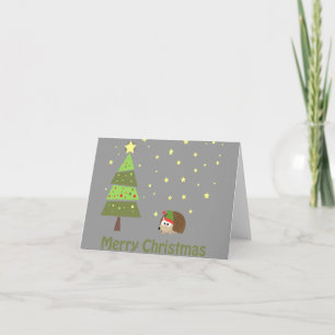 Cartão De Festividades Cena de Natal de Hedgehog