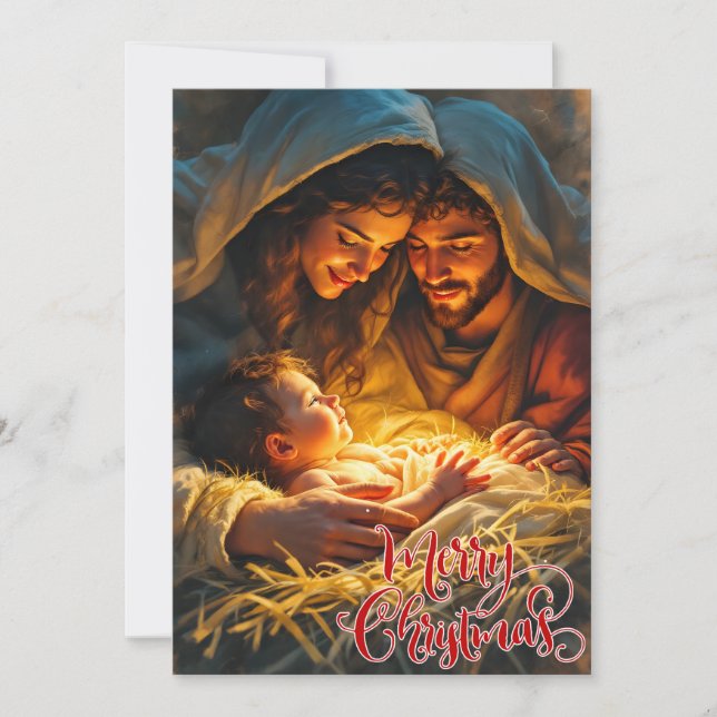 Cartão De Festividades Cena de Natal de Presépio (Frente)