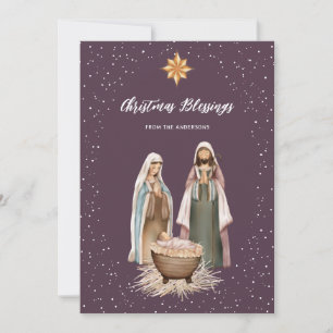 Cartão De Festividades Cena de Natal do Menino Jesus Cristão Religioso