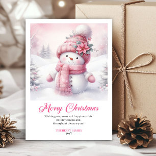 Cartão De Festividades Cena de Natal editável Vintage Pinkmas