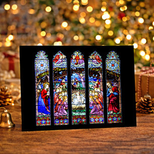 Cartão De Festividades Cena de Natal em Vidro Pintado