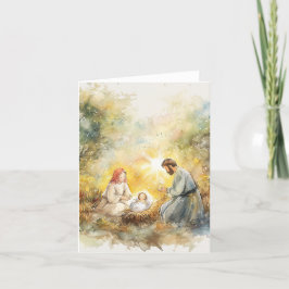 Cartão De Festividades Cena de Natal Ilustrada I Interior em Branco