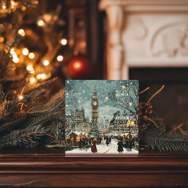 Cartão De Festividades Cena de Natal nevada em Londres