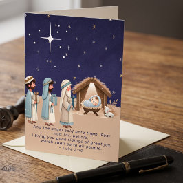 Cartão De Festividades Cena de Natal Religiosa e Escritura