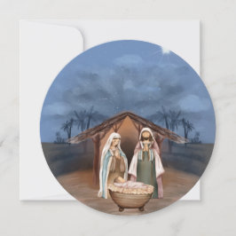 Cartão De Festividades Cena de Natal Religiosa e Escritura