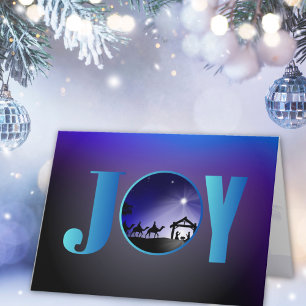 Cartão De Festividades Cena de Natal Religiosa JOY