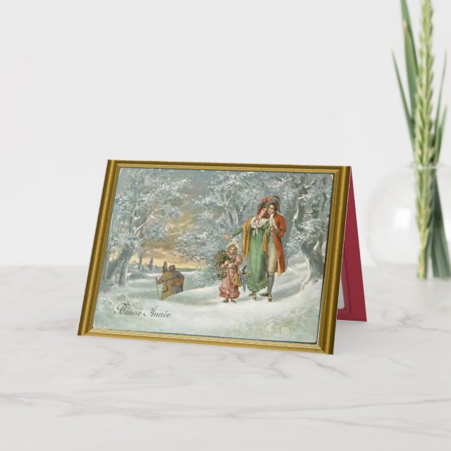 Cartão De Festividades Cena de Natal tradicional (Frente)