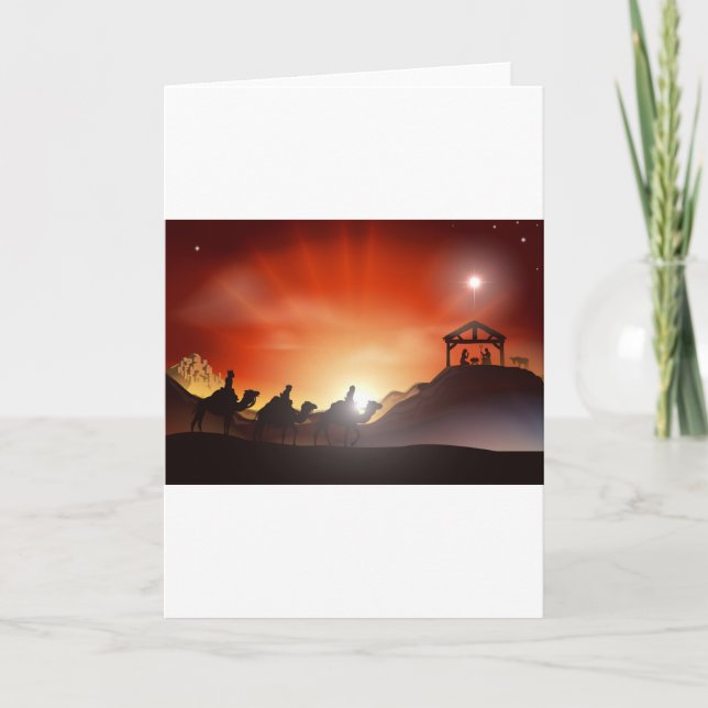 Cartão De Festividades Cena de Natal Tradicional (Frente)