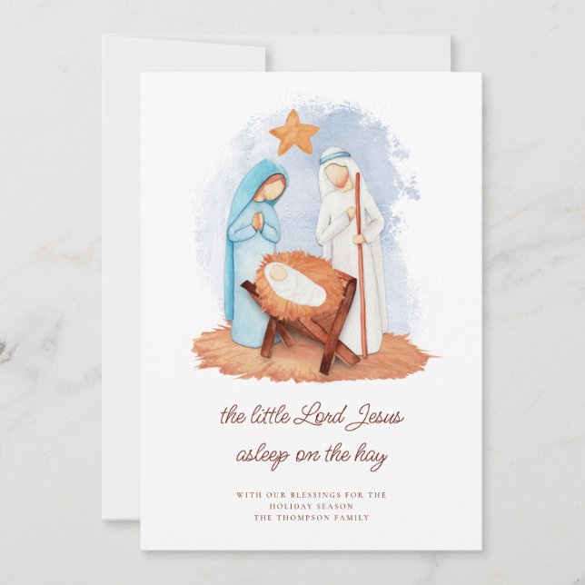 Cartão De Festividades Cena de Natividade Dormindo no Natal (Frente)