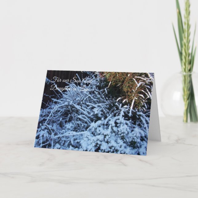 Cartão De Festividades Cena de Neve Filho e Filha em Direito Natal (Frente)