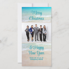 Cartão De Festividades Cena de Praia de Saudação de Natal do Gabinete da 