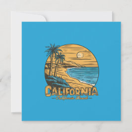 Cartão De Festividades Cena de Praia do Pôr do Sol Retro da Califórnia