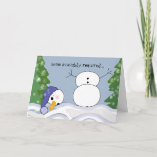 Cartão De Festividades Cena Divertida de Boneco de Neve - Montagem Necess