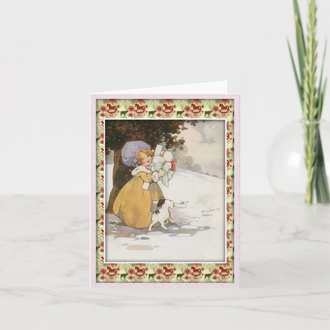 Cartão De Festividades Cena do feriado do vintage (Frente)